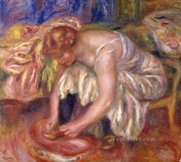  pierre deco art - woman tying her shoelace Pierre Auguste Renoir